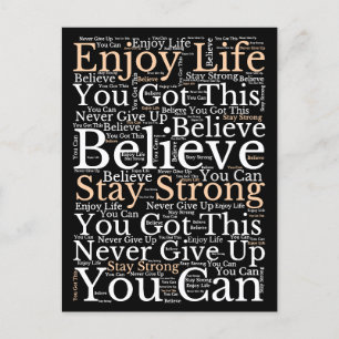 Motivatie zinnen WordArt Patroon Wit Zwart Feestdagenkaart