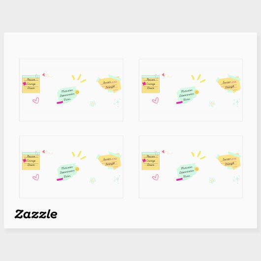 Motivation and positive vibes rechthoekige sticker (Vel)