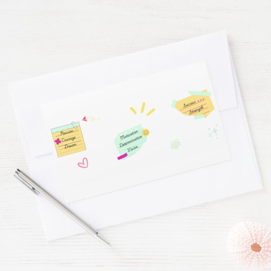 Motivation and positive vibes rechthoekige sticker (Envelop)