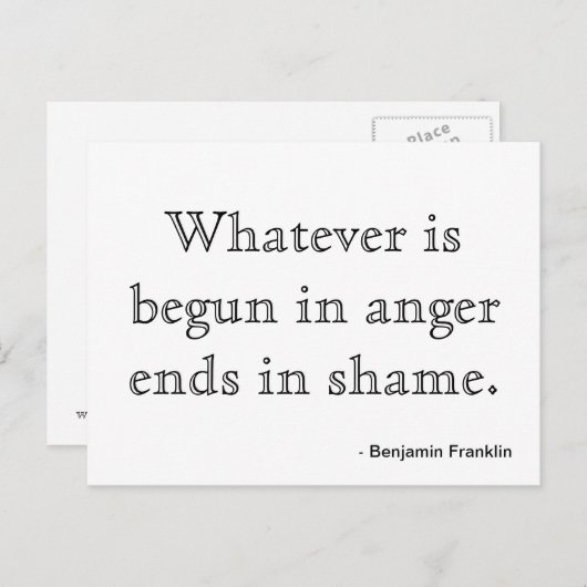 Motivation de carte postale - Colère (Devant / Derrière)