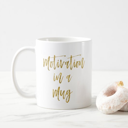 Motivation in Mug Funny Gold Typography Cadeau (Avec donut)