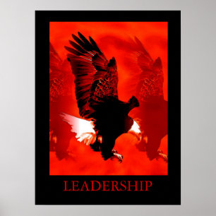 Motivation Leadership Black Red Eagle Poster