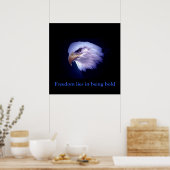 Motivational Courage Eagle Eyes Blue Poster (Cuisine)