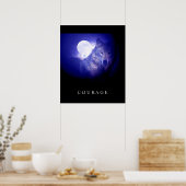 Motivational Courage Wolf Blue Night Moon Poster (Cuisine)