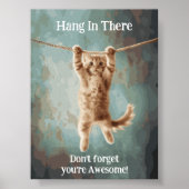 Motivational Funky Hang in There Poster de chat (Devant)