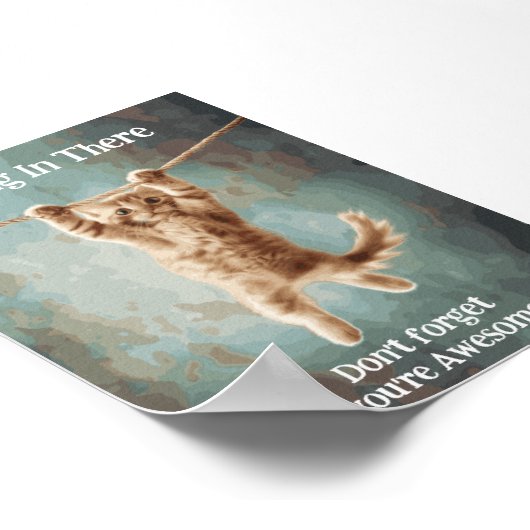 Motivational Funky Hang in There Poster de chat (Coin)