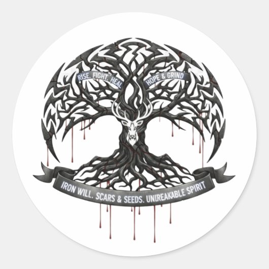 Motivational Hope & Strength Round Stocker  Ronde Sticker (Voorkant)