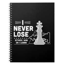 Motivational Never Lose Chess Quote Black White Notitieboek