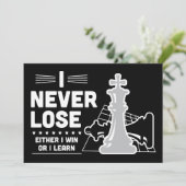 Motivational Never Lose Chess Quote Kaart (Staand voorkant)