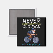 Motivational Old Man Bicycle Quote - Funny Cycling Magneet (Voorkant / Achterkant)