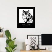 Motivational Pop Art Courage Wolf Poster Imprimer (Bureau à domicile)