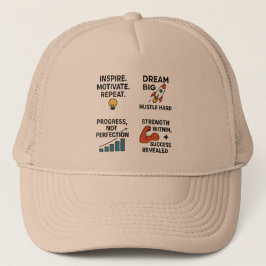 Motivational Quote Cap – Hustle Hard, Dream Big, I Trucker Pet