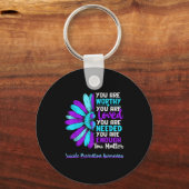 Motivational Suicide Prevention Awareness Teal Pur Sleutelhanger (Voorkant)