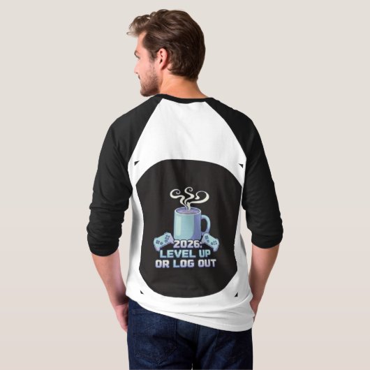 Motivational T-Shirt | Level Up or Log Out Gamer C (Dos entier)
