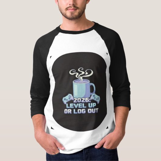 Motivational T-Shirt | Level Up or Log Out Gamer C (Devant)