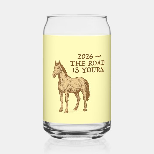 Motivational text and horse blikvorm glas (Voorkant)