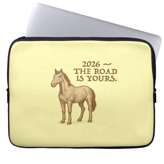 Motivational text and horse laptop sleeve (Voorkant)