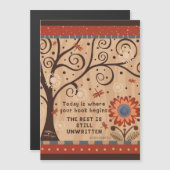 Motivational Unwritten Quote Floral Magnetic Card (Voorkant / Achterkant)