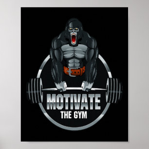 Motiveer de Gym Gorilla Beast Workout Bodybuilding Poster