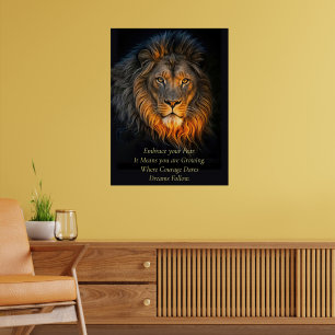 Motiverend Inspirerend Omarm je Angst Leeuw Poster