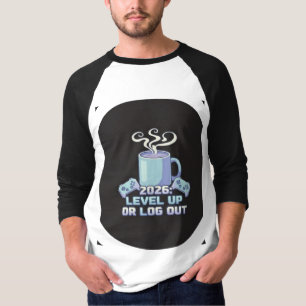 Motiverend T-shirt Level omhoog of log uit Gamer