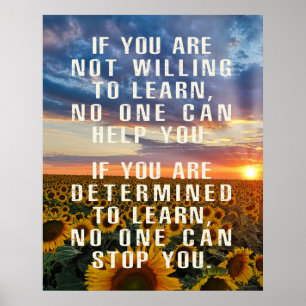 Motiverend , Zonnebloemkunst, Positieve Spreuken Poster
