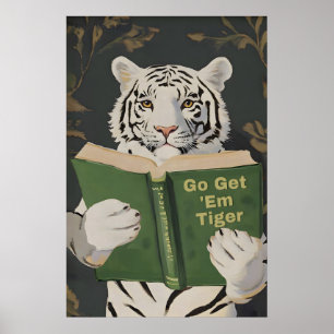 Motiverende Bengaalse Tijger Leest Afdruk Humorist Poster