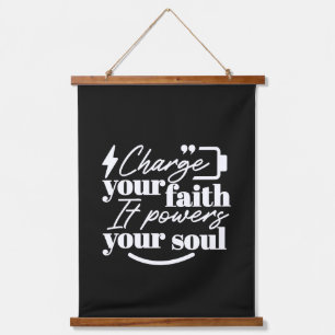 Motiverende christelijke quote – Laad je geloof Hangend Wandkleed