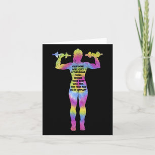 Motiverende Fitness Vrouw Bodybuilding Gym Tie Dye Kaart