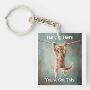 Motiverende Grappige Hou Vol Cat Poster Sleutelhanger