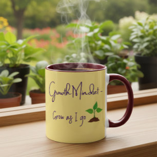 Motiverende positieve quote over groeimindset voor mok