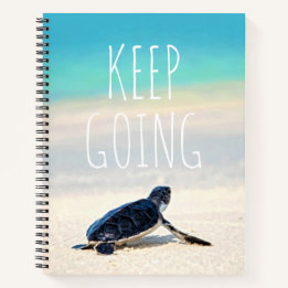 Motiverende quote Blijf Doorgaan Strand Schildpad Notitieboek