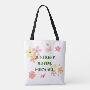 Motiverende quote boodschappentas met pastelbloeme draagtas