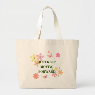Motiverende quote boodschappentas met pastelbloeme grote tote bag