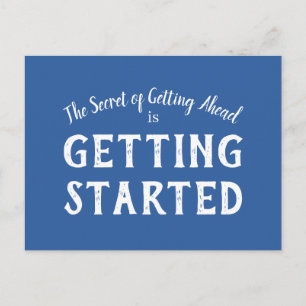 Motiverende quote Geheime van succes Blauw en Wit Briefkaart