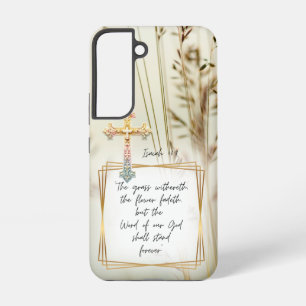 Motiverende Schrift Natuur Gras Pastel Kruis Samsung Galaxy Hoesje