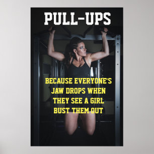 Motiverende sportschoolcitaat voor meisjes pull-up poster
