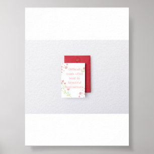 Motiverende spreuk Roze bloemschildering Mooie kun Poster