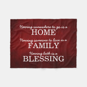 Motiverende typografie familie citaat fleece deken