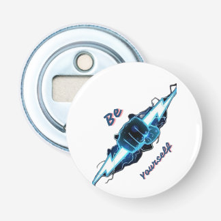 Motiverende "Wees Jezelf" Blauwe Bliksemschicht Vu Button Flesopener