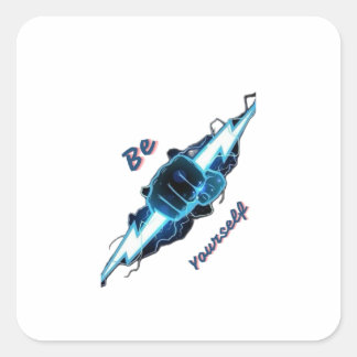 Motiverende "Wees Jezelf" Blauwe Bliksemschicht Vu Vierkante Sticker