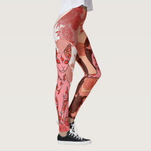 Motivering Chat Japonais & Chrysanthema Leggings
