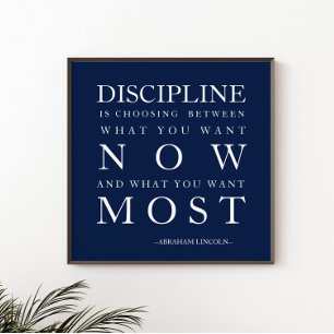 Motivering disciplinaire marine blauw wit poster