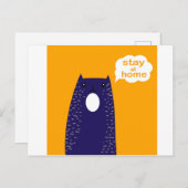 Motivering slogan Blijf thuis. Cartoon kat Briefkaart (Voorkant / Achterkant)