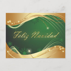 Motivo dorado de Navidad con fondo verde Briefkaart