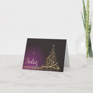 Motivo navideño morado con dorado árbol de navidad kaart