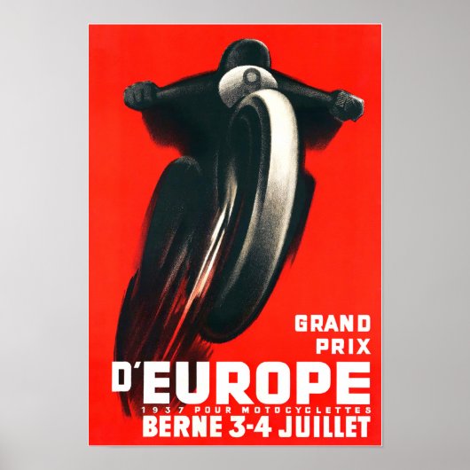 Moto 1937 Bern course vintage Poster (Devant)