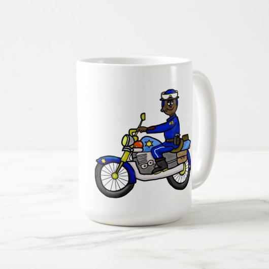 Moto à peau Brown ou foncée Mug de flic (Devant droit)