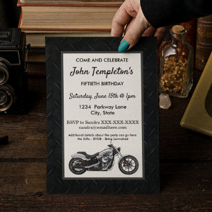 Moto Anniversaire Fête Hommes Invitations