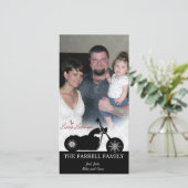 Moto de Père Noël et carte photo de vacances de (Debout devant)